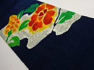 リサイクル　手織り真綿紬草花模様織り出し名古屋帯